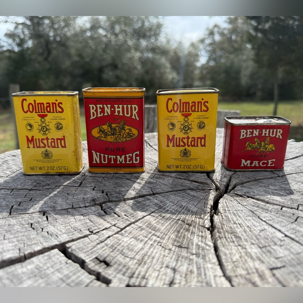 Vintage Mustard and Spice Tins - Yellow and Red - Picture 3 of 3